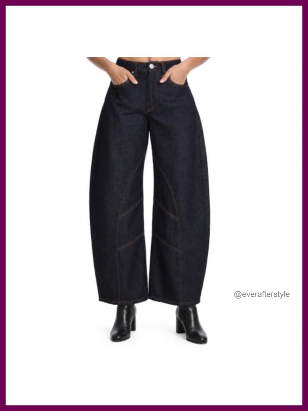 Women's High Waisted Barrel Jeans Curved Seam Relaxed Fit